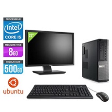 Pc Optiplex 790 Desktop + Ecran 22'' - Noir - Intel Core i5-2400 / 3,10 GHz - RAM 8Go - HDD 500 Go - DVD - Gigabit Ethernet - Ubuntu / Linux