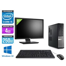 Pc Optiplex 790 Desktop + Ecran 22'' - Noir - Intel Core i5-2400 / 3,10 GHz - RAM 4 Go - HDD 250 Go - DVD - Gigabit Ethernet - Windows 10