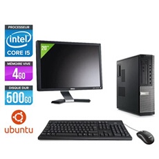 Pc Optiplex 790 Desktop + Ecran 20'' - Noir - Intel Core i5-2400 / 3,10 GHz - RAM 4Go - HDD 500 Go - DVD - Gigabit Ethernet - Ubuntu / Linux