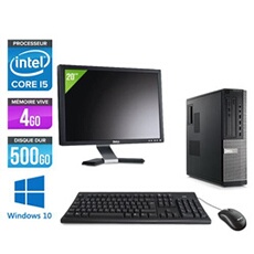 Pc Optiplex 790 Desktop + Ecran 20'' - Noir - Intel Core i5-2400 / 3,10 GHz - RAM 4 Go - HDD 500 Go - DVD - Gigabit Ethernet - Windows 10