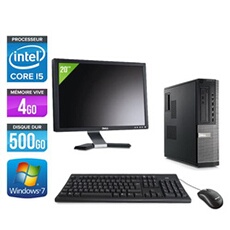 Pc Optiplex 790 Desktop + Ecran 20'' - Noir - Intel Core i5-2400 / 3,10 GHz - RAM 4 Go - HDD 500 Go - DVD - Gigabit Ethernet - Windows 7