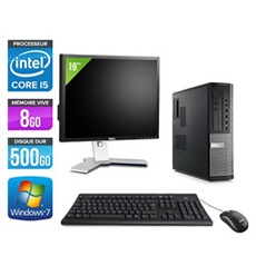 Pc Optiplex 790 Desktop + Ecran 19'' - Noir - Intel Core i5-2400 / 3,10 GHz - RAM 8Go - HDD 500 Go - DVD - Gigabit Ethernet - Windows 7 Professionnel
