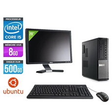 Pc Optiplex 790 Desktop + Ecran 20'' - Noir - Intel Core i5-2400 / 3,10 GHz - RAM 8Go - HDD 500 Go - DVD - Gigabit Ethernet - Ubuntu / Linux