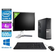 Pc Optiplex 790 Desktop + Ecran 19'' - Noir - Intel Core i5-2400 / 3,10 GHz - RAM 4 Go - HDD 500 Go - DVD - Gigabit Ethernet - Windows 10