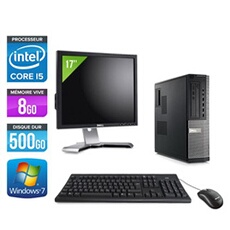 Pc Optiplex 790 Desktop + Ecran 17'' - Noir - Intel Core i5-2400 / 3,10 GHz - RAM 8Go - HDD 500 Go - DVD - Gigabit Ethernet - Windows 7 Professionnel