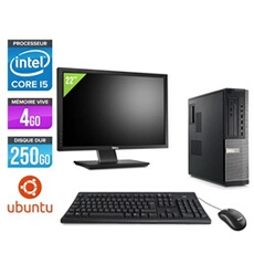Pc Optiplex 790 Desktop + Ecran 22'' - Noir - Intel Core i5-2400 / 3,10 GHz - RAM 4Go - HDD 250 Go - DVD - Gigabit Ethernet - Ubuntu / Linux