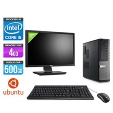 Pc Optiplex 790 Desktop + Ecran 22'' - Noir - Intel Core i5-2400 / 3,10 GHz - RAM 4Go - HDD 500 Go - DVD - Gigabit Ethernet - Ubuntu / Linux