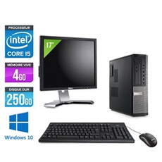Pc Optiplex 790 Desktop + Ecran 17'' - Noir - Intel Core i5-2400 / 3,10 GHz - RAM 4 Go - HDD 250 Go - DVD - Gigabit Ethernet - Windows 10
