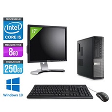 Pc Optiplex 790 Desktop + Ecran 17'' - Noir - Intel Core i5-2400 / 3,10 GHz - RAM 8 Go - HDD 250 Go - DVD - Gigabit Ethernet - Windows 10