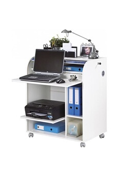 bureau informatique blanc à roulettes - zonk pow 400 - l 79.2 x l 53.2 x h 93.8 cm