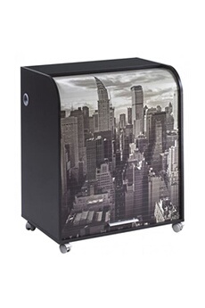 bureau informatique noir à roulettes - new york 500 - l 79.2 x l 53.2 x h 93.8 cm