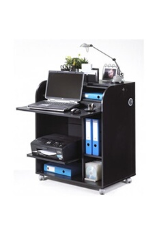 bureau informatique noir à roulettes - zonk pow 400 - l 79.2 x l 53.2 x h 93.8 cm