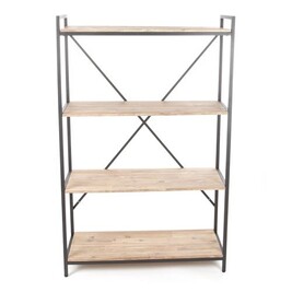 Atmosphera - Étagère en métal et fibres de bois avec miroir - Noir - Maison Atmosphera - Étagère en métal et fibres de bois avec miroir - Noir - Maison