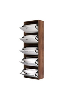 lampe de lecture homcom armoire à chaussures meuble à chaussures design contemporain 5 portes abattantes bicolore blanc marron foncé imitation bois