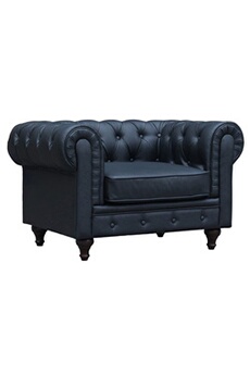 fauteuil chesterfield aliza - 111 x 82 x 70 cm - noir