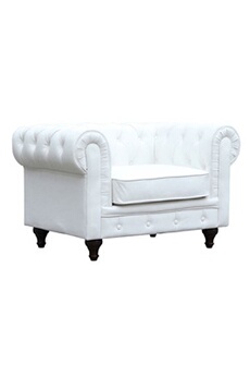 fauteuil chesterfield aliza - 111 x 82 x 70 cm - blanc