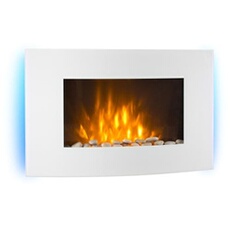 Cheminée électrique avec simulation de flammes - Lausanne - Chauffage réglable 1000W / 2000W - Télécommande - Design blanc