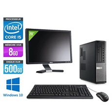 Pc Optiplex 790 Desktop + Ecran 20'' - Noir - Intel Core i5-2400 / 3,10 GHz - RAM 8Go - HDD 500 Go - DVD - Gigabit Ethernet - Windows 10