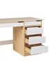 Idimex Bureau HUGO avec rangement 5 tiroirs style scandinave en pin massif vernis naturel et lasuré blanc photo 4