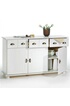 Idimex Buffet COLMAR commode bahut vaisselier meuble bas rangement avec 3 tiroirs et 3 portes, en pin massif lasuré blanc photo 2