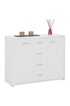 Idimex Buffet ELODIE, commode meuble de rangement avec 4 tiroirs et 2 portes, en mélaminé blanc mat photo 1