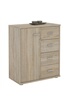 Idimex Buffet OSCAR, commode meuble de rangement avec 4 tiroirs et 1 porte, en mélaminé décor chêne sonoma photo 1