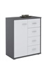 Idimex Buffet OSCAR, commode meuble de rangement avec 4 tiroirs et 1 porte, en mélaminé gris mat et blanc mat photo 1