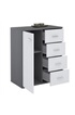 Idimex Buffet OSCAR, commode meuble de rangement avec 4 tiroirs et 1 porte, en mélaminé gris mat et blanc mat photo 2