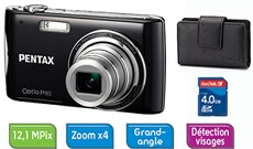 Optio P80 Noir + Etui Cuir + Carte SDHC 4 Go