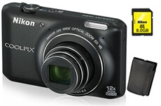 Pack Fnac : CoolPix S6400 Noir + Etui + Carte SDHC 8 Go