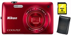 Pack Fnac : CoolPix S4200 Rouge + Etui + Carte SDHC 8 Go