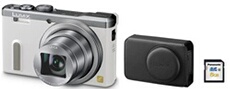 Lumix DMC-TZ60 blanc + étui cuir noir + carte mémoire SDHC 8Go