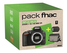 Pack Fnac Reflex D5500 + Objectif AF-S 18-140 mm VR + Fourre-tout + Carte SDHC 8 Go