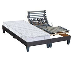 Lit Electrique Matelas Latex 5 Zones + Sommier Electrique 2x90x200 Reglage Fermete