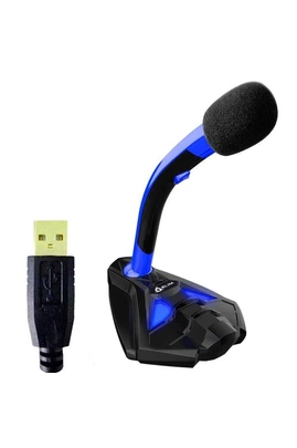Microphone Klim Techs Microphone à pied USB pour ordinateur - Micro de  bureau - Microphone de gamer PC PS4 (Bleu)