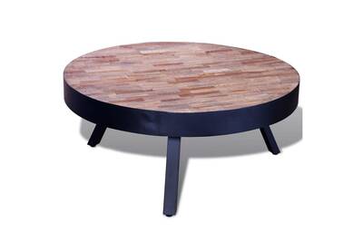 Table Basse Vidaxl Table Basse Ronde Bois De Teck Recycle Darty