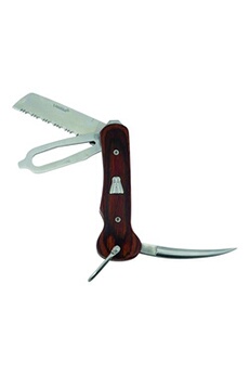 couteau laguiole couteau marin pliant - acier inoxydable, bois de pakka - coffret cadeau - couteau multifonction - livré avec un étui en cuir doté d'un clip pour