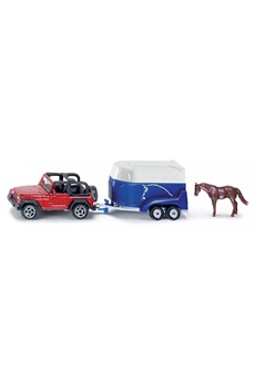 Maquette Siku Jeep avec remorque à chevaux