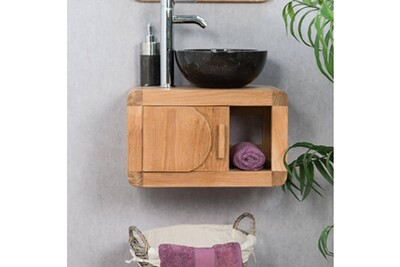 Meuble Salle De Bain Wanda Collection Petit Meuble De Salle De Bain Suspendu 50 Cm En Teck Massif Retro Darty
