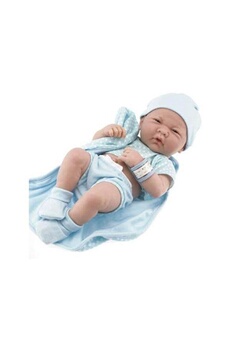 Poupée Berenguer All-vinyl newborn doll in 5-piece blue romper set. Real boy!
