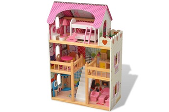 Poupée GENERIQUE Poupées, coffrets et figurines famille koweït maison de poupées à trois étages bois 60 x 30 x 90 cm