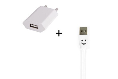 Apple Connecteur Cable Smiley LED + Prise Secteur USB Shot Case Couleur Rouge Pack Chargeur pour IPHONE 8 Plus Lightning