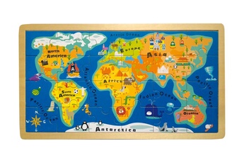 Autre jeux éducatifs et électroniques LEGLER Jeu en bois - puzzle cadre 'carte du monde' - legler 4240