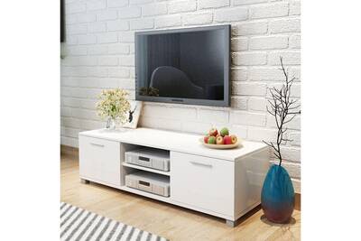 meuble tv vidaxl meuble tv à haute brillance blanc 120 x