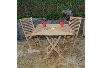 Ensemble Table Et Chaise De Jardin Teck Attitude Salon De Jardin