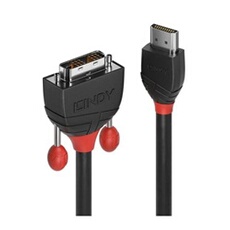 Black Line - Câble adaptateur - liaison simple - HDMI mâle pour DVI-D mâle - 50 cm - triple blindage - noir - rond, vis moletées, support 1080p