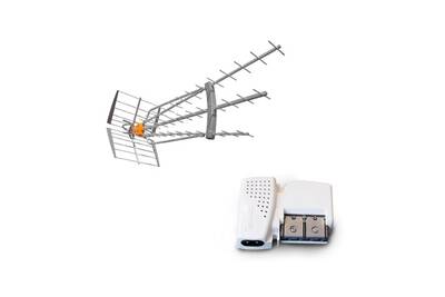 Antenne TV / TNT Televes Pack antenne dat hd boss lr 4g lte 700 gain 47dbi  tnt uhf + ampli compact 2 sorties | Darty