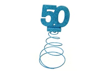 Article et décoration de fête Visiodirect Lot de 10 centres de table pour anniversaire 50 ans - turquoise pailletée
