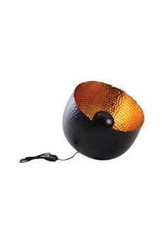 lampe à poser aubry gaspard - lampe ronde à poser en métal noir avec intérieur doré diamètre 36cm