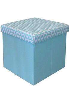 pouf no-name - pouf coffre carré pliable scandinave bleu